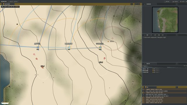 Borehole — the planning layout: the whole shelf and every objective in view, weapons tight.
